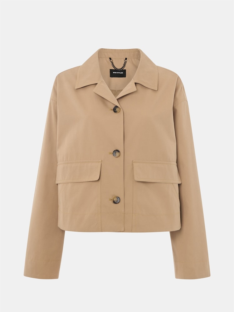 Whistles Nude Short Cotton Trench Jacket - Image 5 of 5
