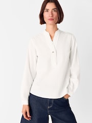 Whistles White Textured Frill Shirt - Image 1 of 5