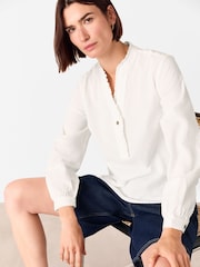 Whistles White Textured Frill Shirt - Image 4 of 5