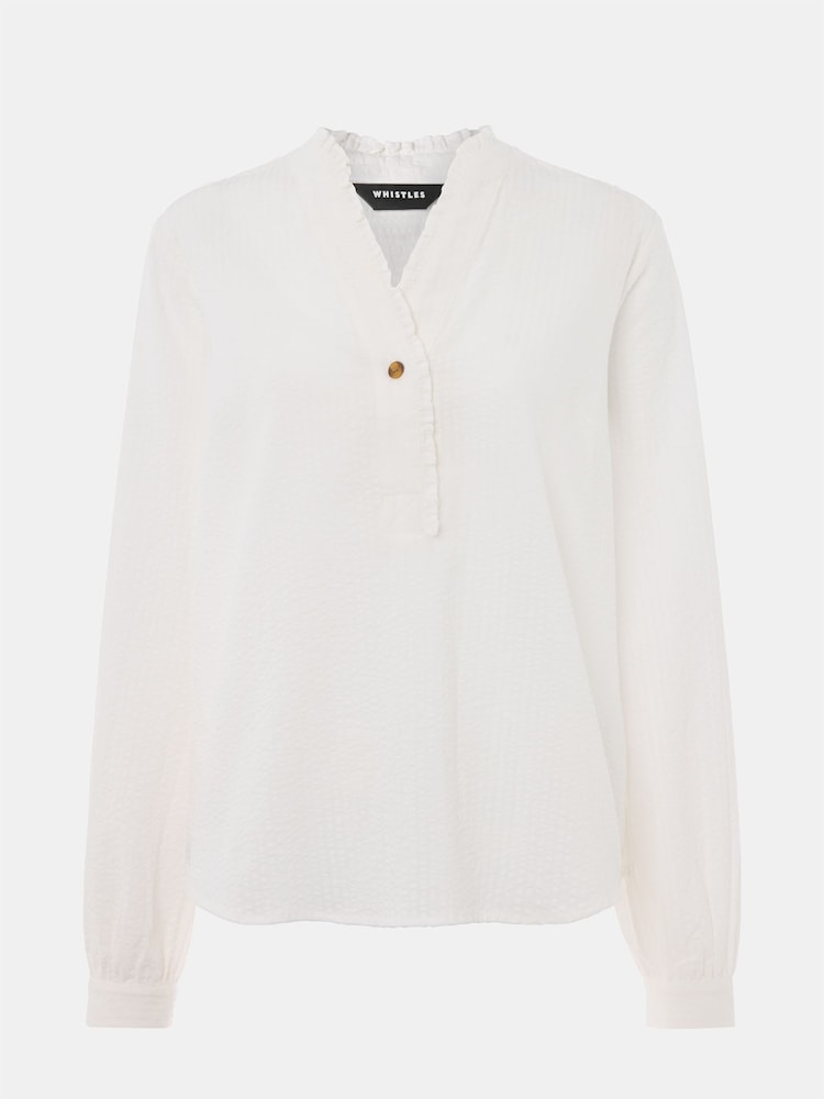 Whistles White Textured Frill Shirt - Image 5 of 5