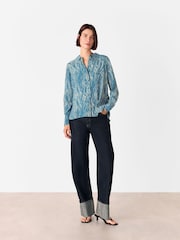 Whistles Blue Zebra Print Button Through Shirt - Image 3 of 5