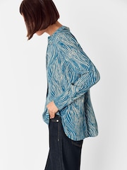 Whistles Blue Zebra Print Button Through Shirt - Image 4 of 5