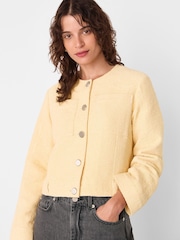 Whistles Yellow Textured Collarless Jacket - Image 1 of 5