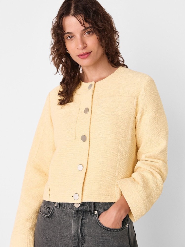 Whistles Yellow Textured Collarless Jacket - Image 1 of 5