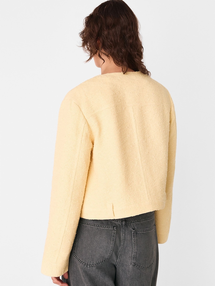 Whistles Yellow Textured Collarless Jacket - Image 2 of 5