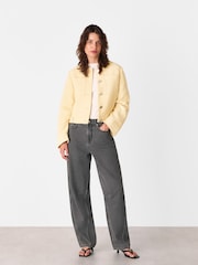Whistles Yellow Textured Collarless Jacket - Image 3 of 5