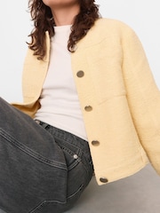 Whistles Yellow Textured Collarless Jacket - Image 4 of 5