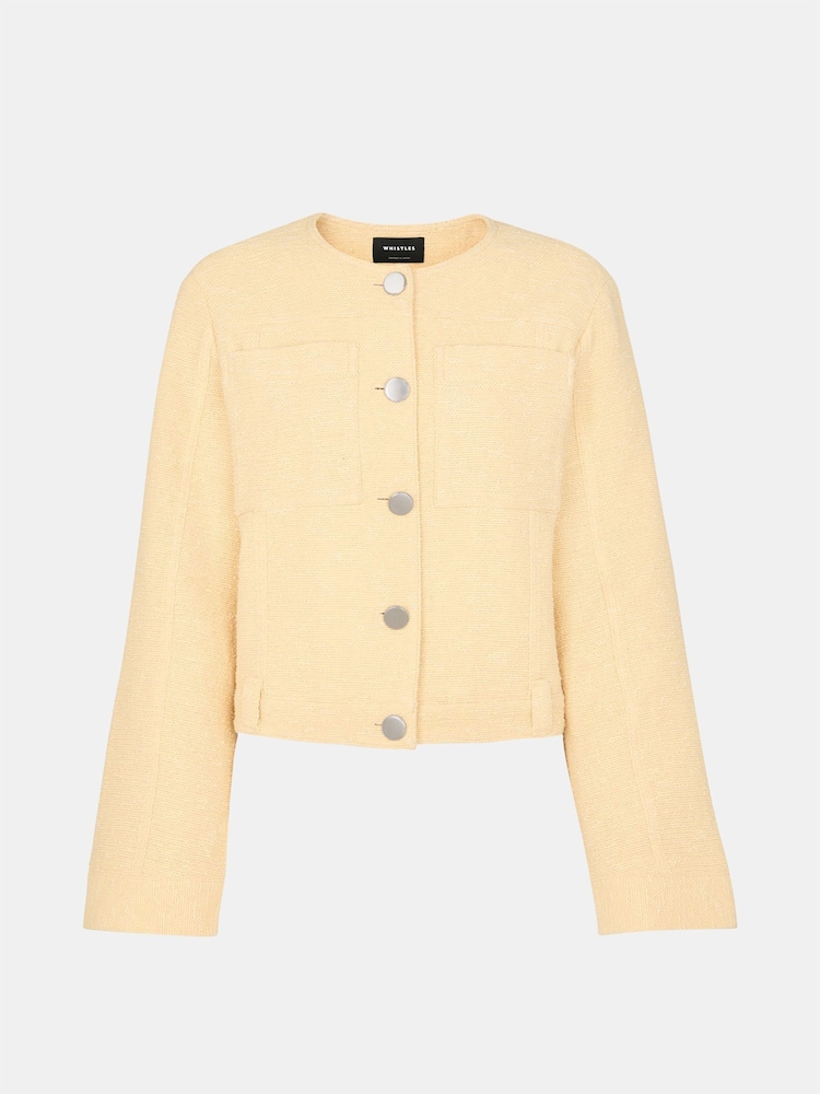 Whistles Yellow Textured Collarless Jacket - Image 5 of 5