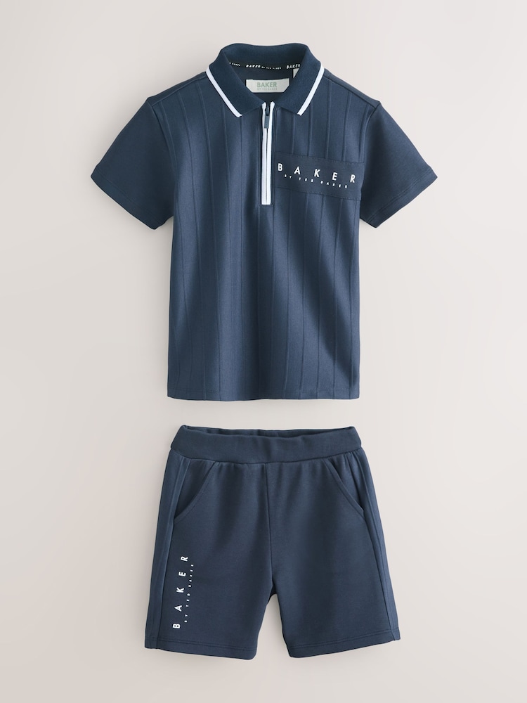 Baker by Ted Baker Textured Polo Shirt and Shorts Set - Image 1 of 6