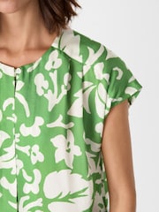 Whistles Green Floral Print Keyhole Blouse - Image 4 of 4
