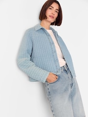 Whistles Blue Cotton Quilted Chambray Jacket - Image 1 of 5