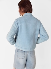 Whistles Blue Cotton Quilted Chambray Jacket - Image 2 of 5