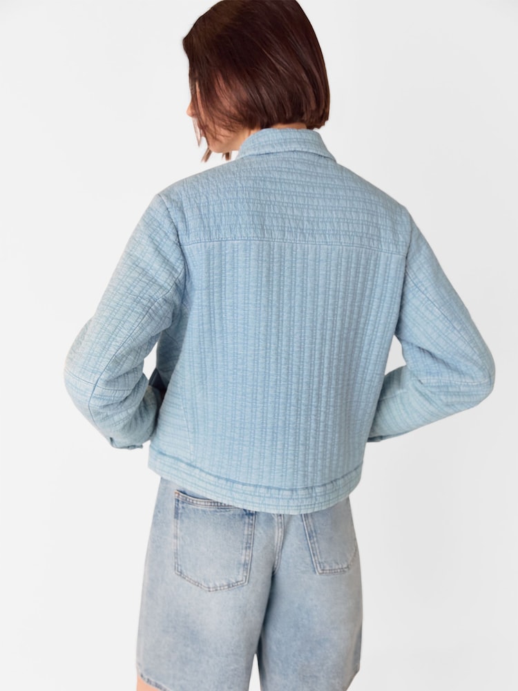 Whistles Blue Cotton Quilted Chambray Jacket - Image 2 of 5