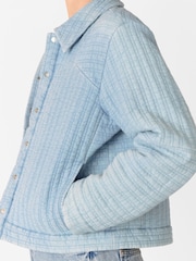 Whistles Blue Cotton Quilted Chambray Jacket - Image 4 of 5