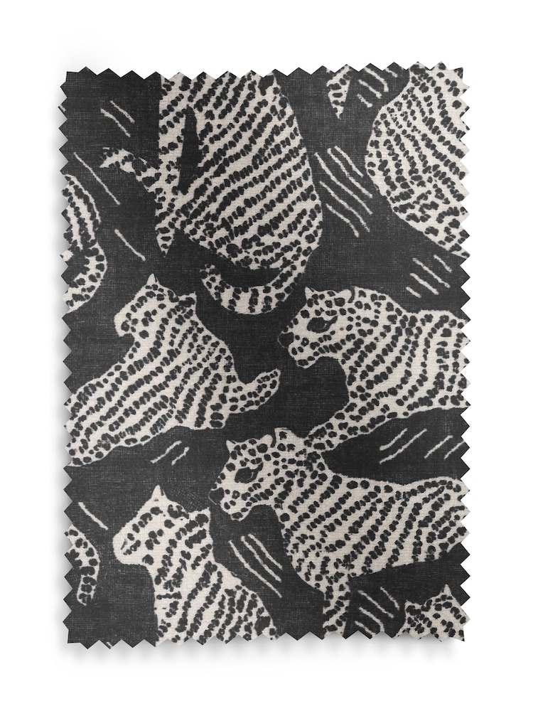 Leopard Icon Print Black Upholstery Swatch - Image 1 of 1