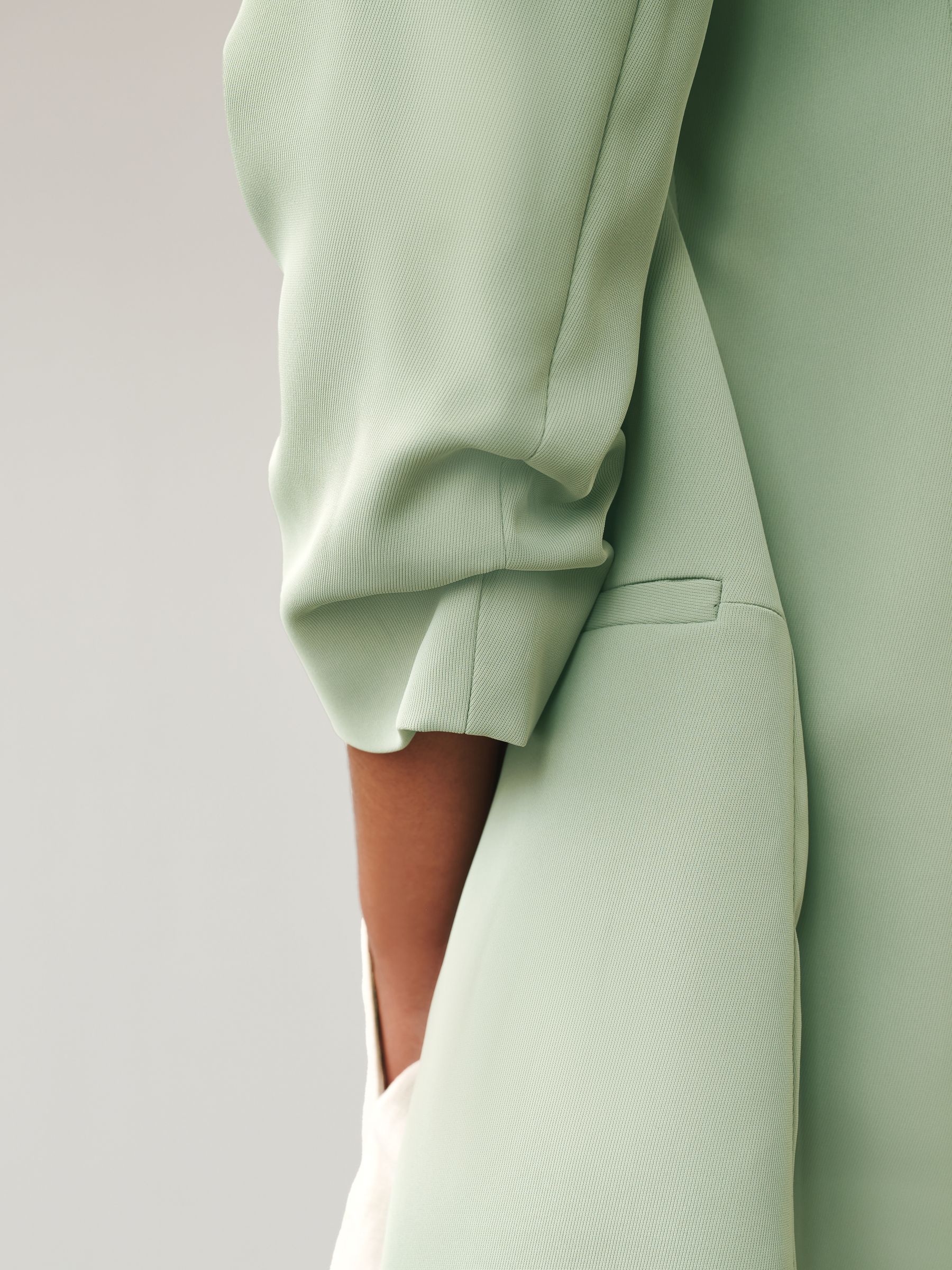 sage green button up organza sleeve blazer dress PrettyLittleThing | Dresses | Sage Green Button Up Organza Sleeve Blazer Dress