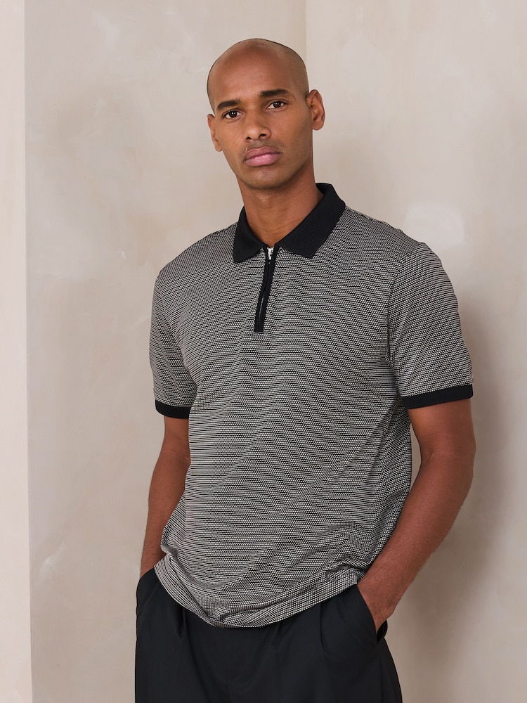 Mono N. Premium Pattern Quarter Zip Polo Shirt - Image 1 of 3