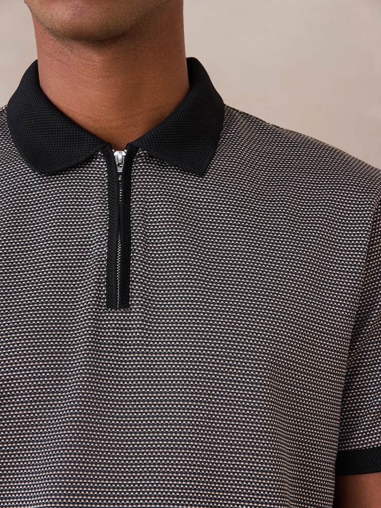 Mono N. Premium Pattern Quarter Zip Polo Shirt - Image 3 of 3