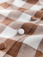 Brown Gingham Linen Rich High Neck Waistcoat - Image 7 of 8