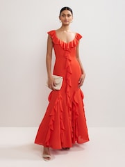 Vestido longo com babados Phase Eight Lianah - Imagem 1 de 7