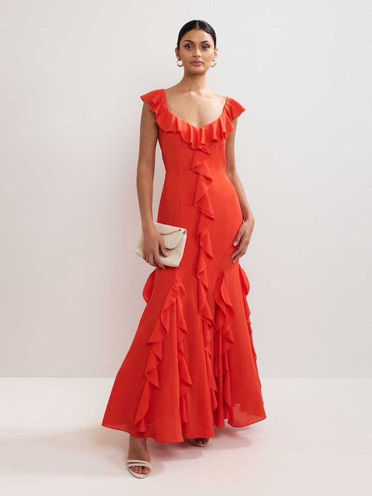 Vestido longo com babados Phase Eight Lianah - Imagem 1 de 7