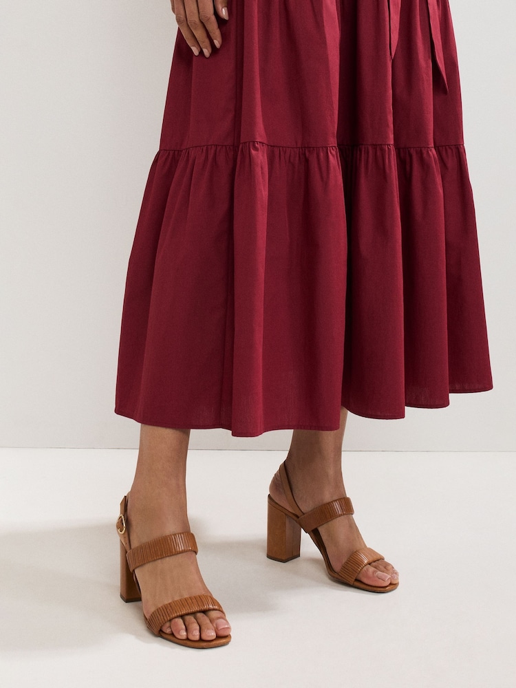 Phase Eight Brown Leather Block Sandals - Image 1 of 7