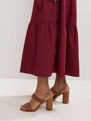 Phase Eight Brown Leather Block Sandals - Image 3 of 7