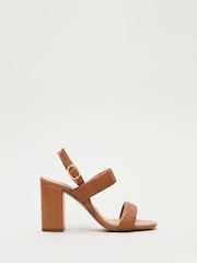 Phase Eight Brown Leather Block Sandals - Image 4 of 7