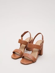 Phase Eight Brown Leather Block Sandals - Image 5 of 7