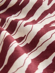 Red/Ecru Zebra Print N. Premium 100% Linen Short Sleeve Shirt - Image 6 of 7