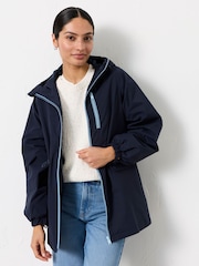 FatFace Eden Navy Petite Raincoat - Image 1 of 7