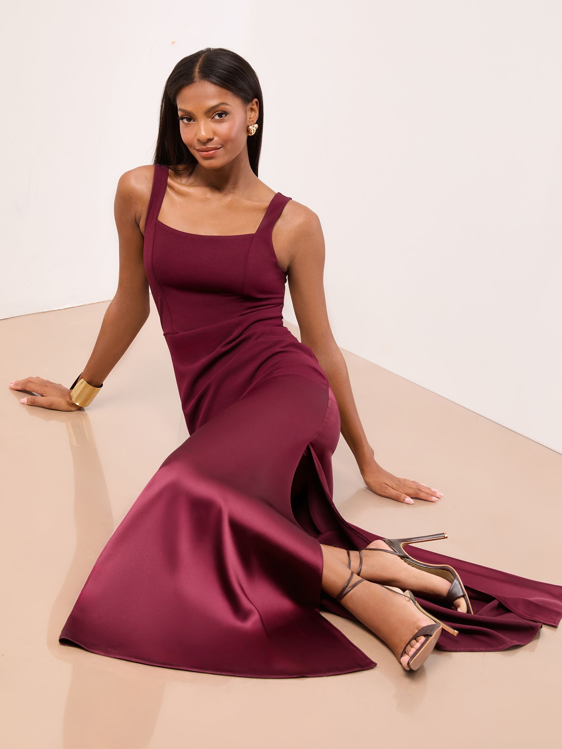 Buy Lipsy Burgundy Red Satin Mix Structured Fishtail Bridesmaid Maxi Dress from Next USA Buy Lipsy Burgundy Red Satin Mix Structured Fishtail Bridesmaid Maxi Dress from Next USA