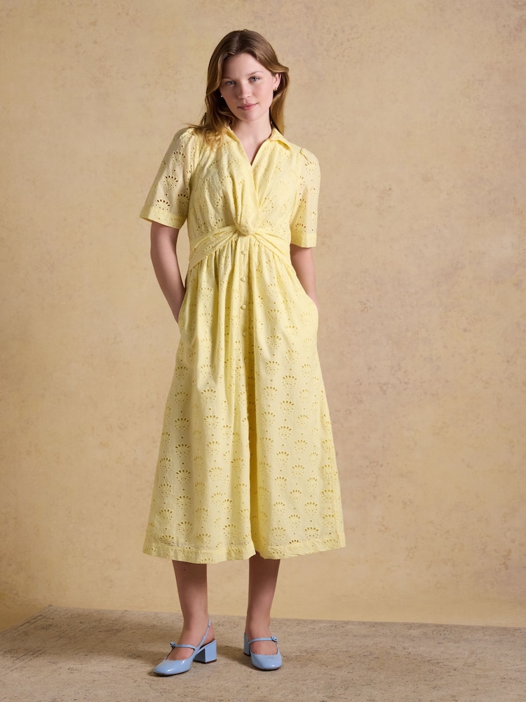 Bordado blanco - Joules Marina Midi Linen Blend Dress - Imagen 1 de 7
