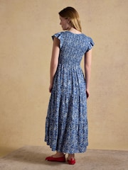 Joules Esme Blue Shirred Maxi Dress - Image 2 of 6