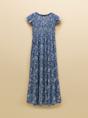 Joules Esme Blue Shirred Maxi Dress - Image 6 of 6