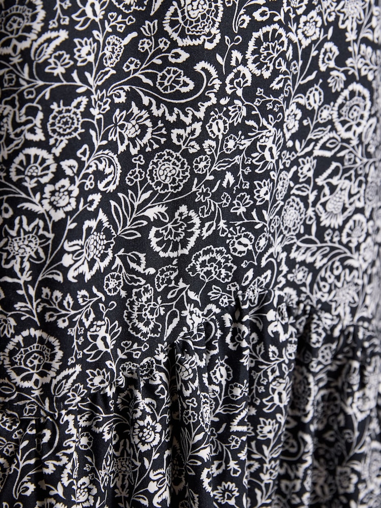 Joules Scarlet Black Floral Woven Dropped Waist Dress - Image 6 of 6