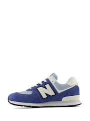 New Balance Blue Youth 574 Trainers - Image 4 of 10