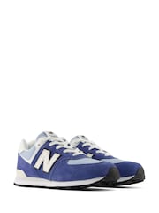 New Balance Blue Youth 574 Trainers - Image 5 of 10