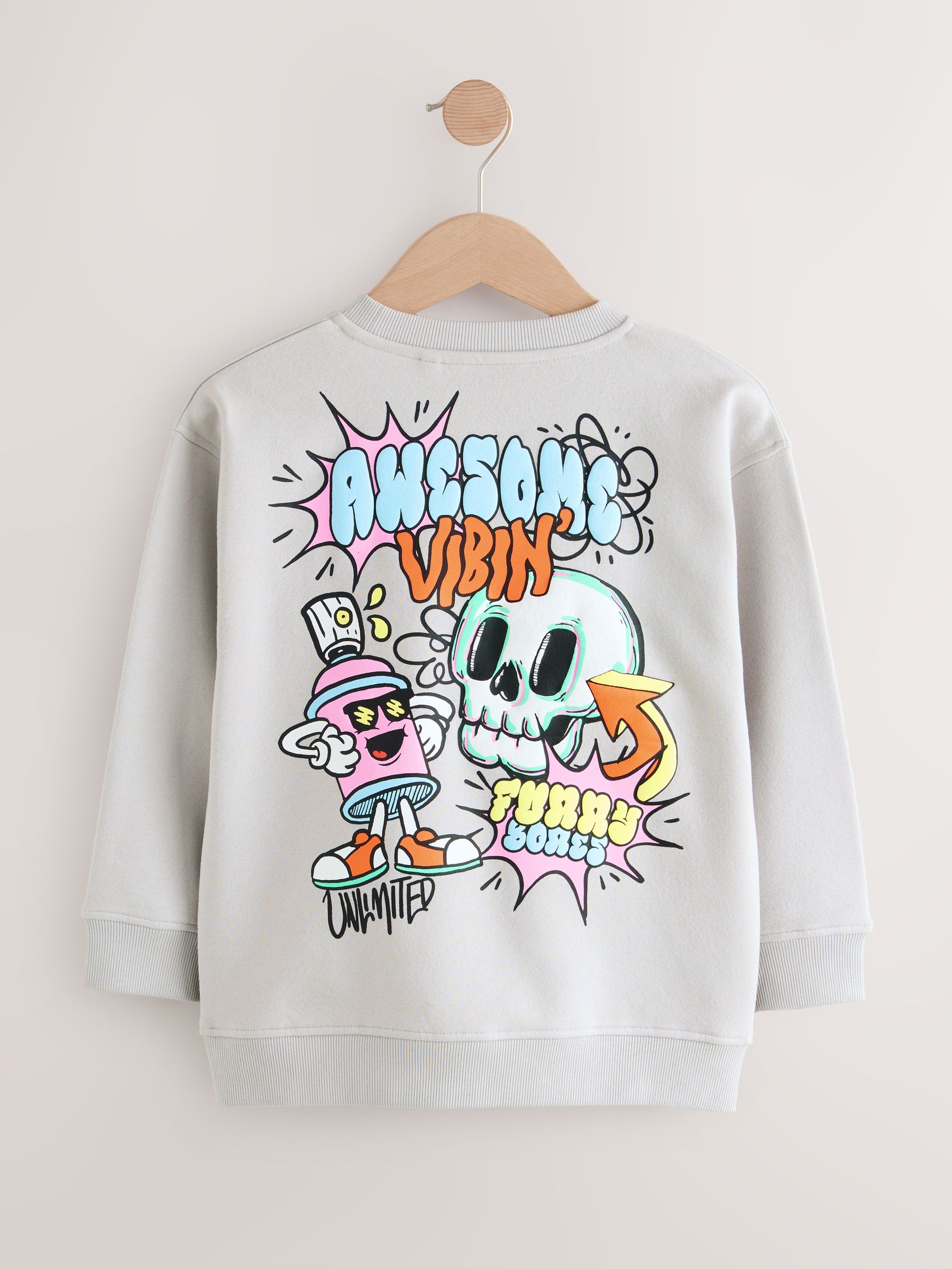 Buy Grey Graphic Crew Neck Sweater (3-16yrs) from Next China