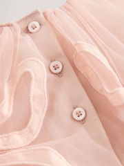 أقواس وردي - فستان شبكي بأكمام انسيابية (3 أشهر - 7 سنوات) - صورة 8 من 8