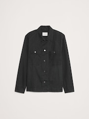 Banana Republic Black Coated Cotton Twill Overshirt - Image 4 of 5