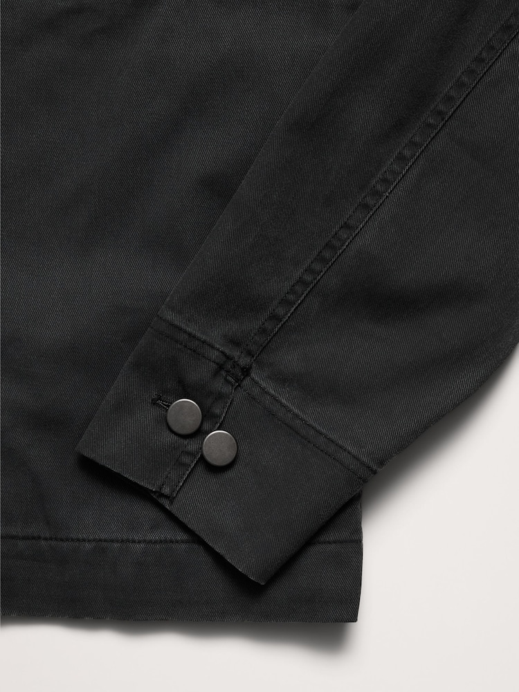 Banana Republic Black Coated Cotton Twill Overshirt - Image 5 of 5 Banana Republic Black Coated Cotton Twill Overshirt - Image 5 of 5