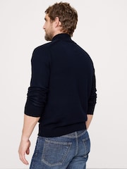 Banana Republic Navy Blue Merino Half-Zip Sweatshirt - Image 2 of 4