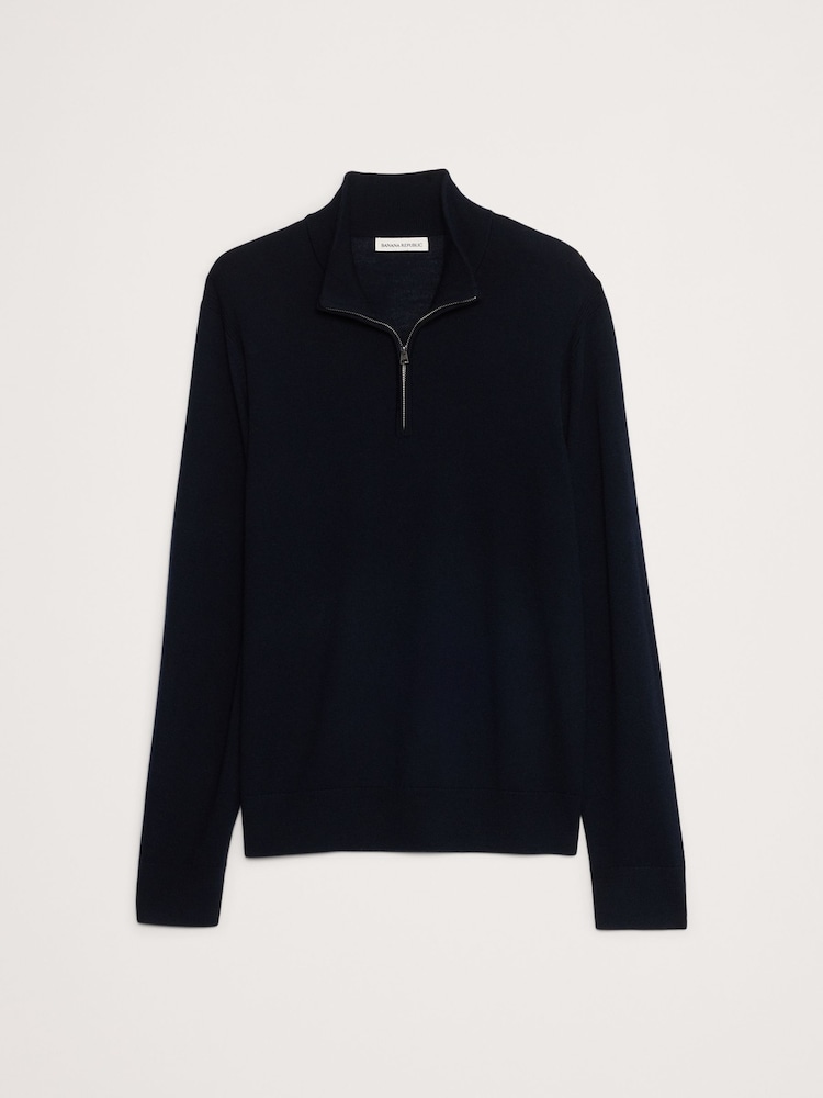 Banana Republic Navy Blue Merino Half-Zip Sweatshirt - Image 4 of 4 Banana Republic Navy Blue Merino Half-Zip Sweatshirt - Image 4 of 4