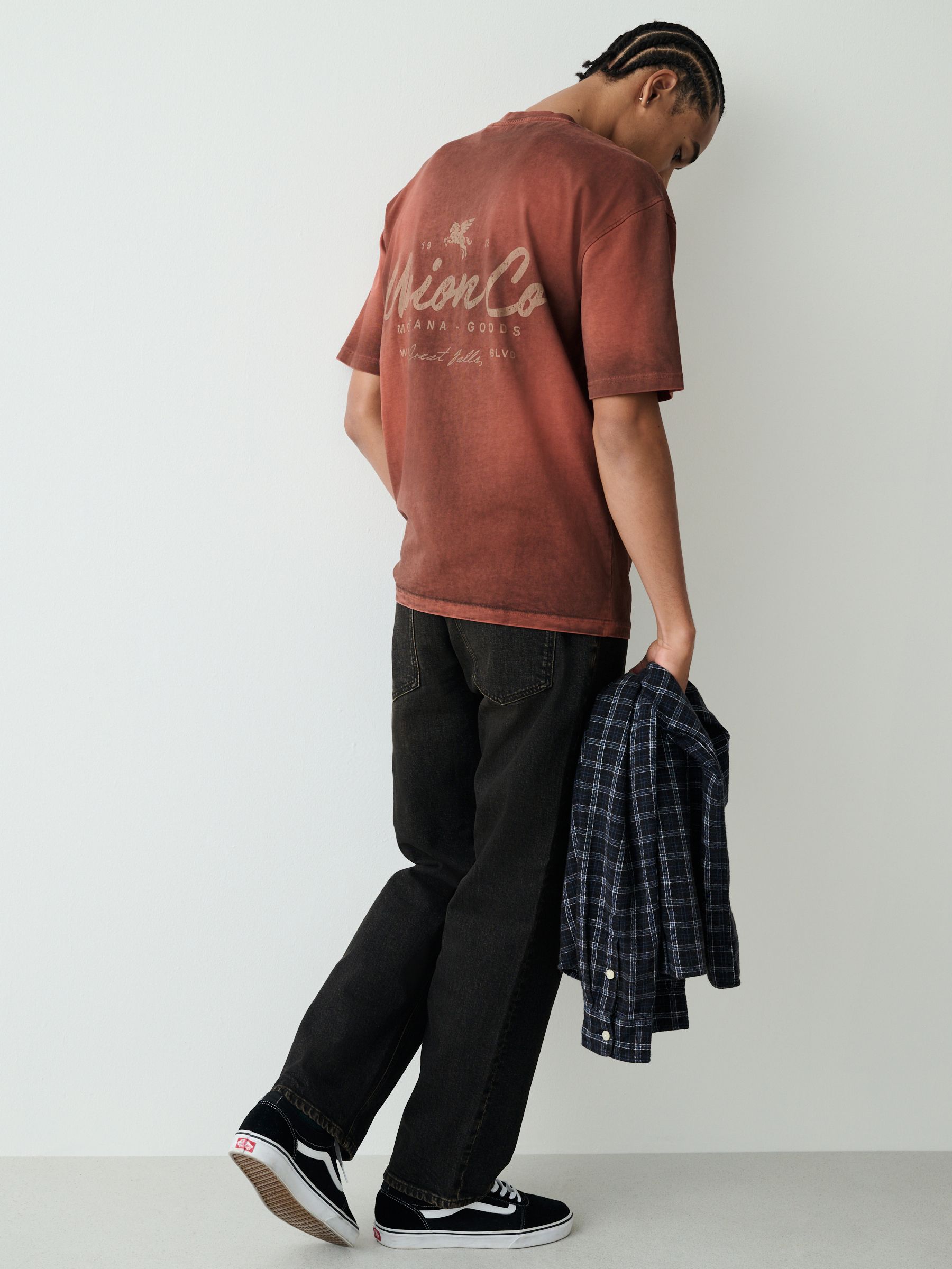Buy Red Washed Relaxed Fit Graphic Print Heavy Weight T-Shirt from