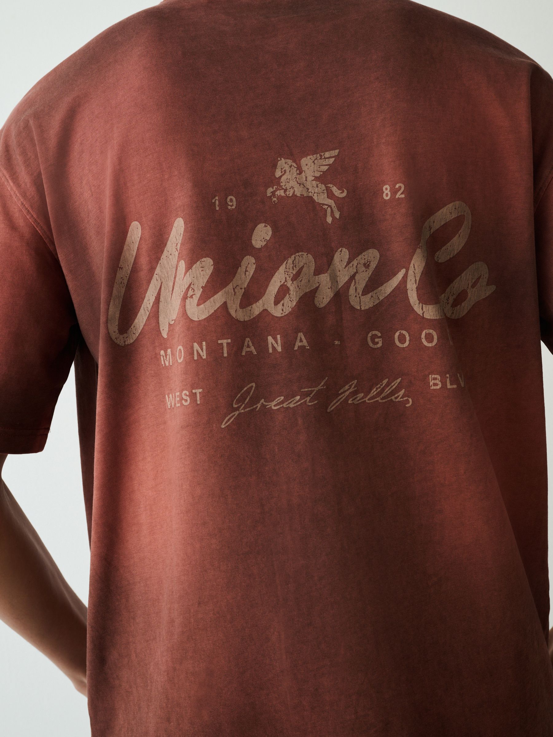 Buy Red Washed Relaxed Fit Graphic Print Heavy Weight T-Shirt from
