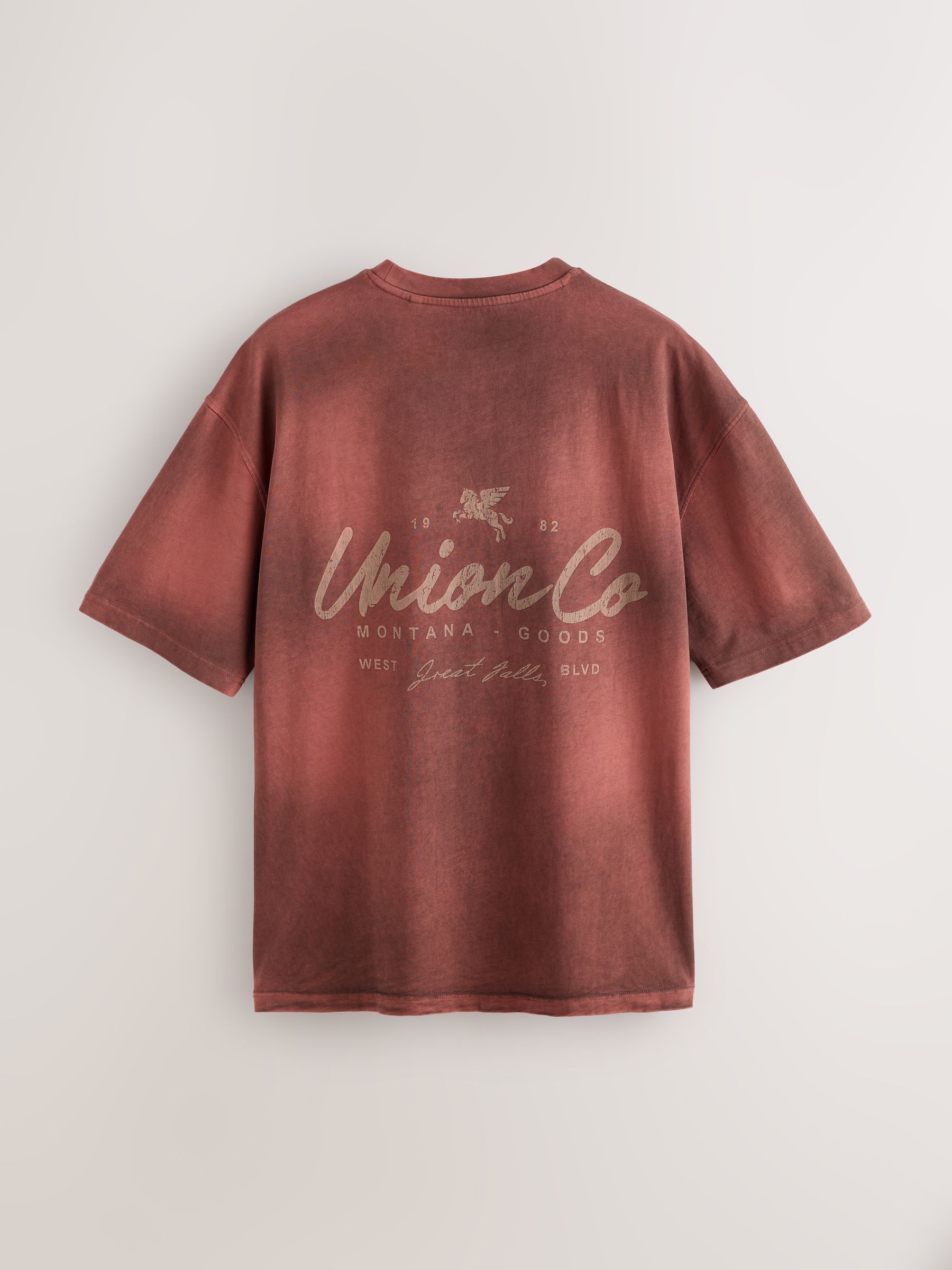 Buy Red Washed Relaxed Fit Graphic Print Heavy Weight T-Shirt from