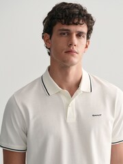 GANT White Tipped Pique Polo Shirt - Image 3 of 3