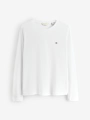 GANT White Shield Logo Long Sleeve T-Shirt - Image 1 of 1