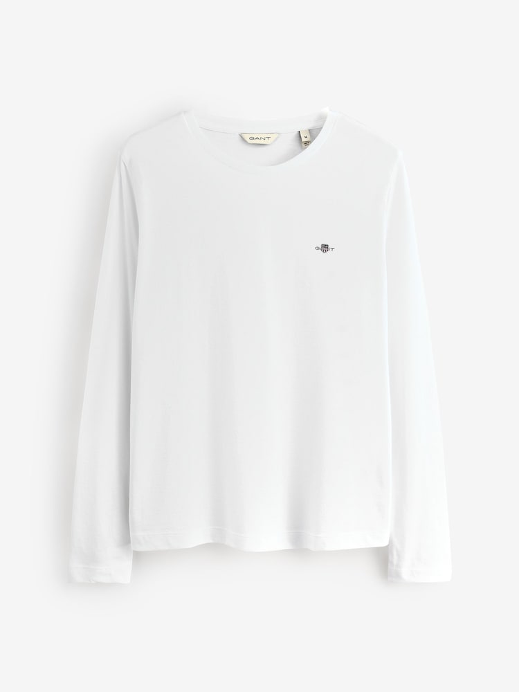 GANT White Shield Logo Long Sleeve T-Shirt - Image 1 of 1